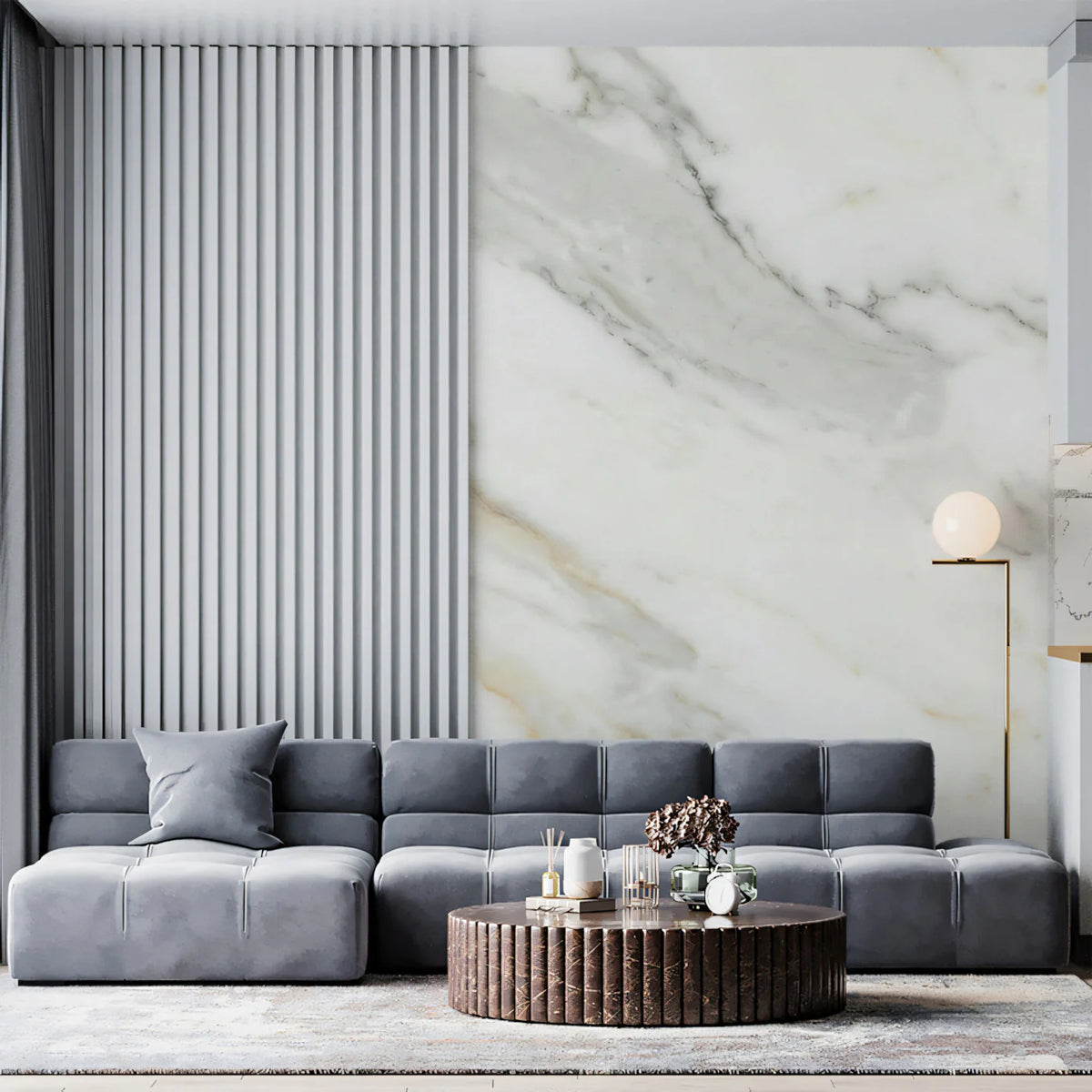 White and Gold Marble Mural Wallpaper — Sophisticated Stone Design Mural Wallpaper - pure wallpaper artwork