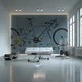 Exploded Bicycle Components Mural Wallpaper — Industrial Flat Lay Mural Wallpaper - pure wallpaper artwork