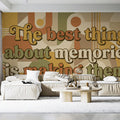 Retro Memories Typography Mural Wallpaper — 70s Geometric Graphic Mural Wallpaper - pure wallpaper artwork