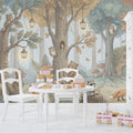 Storybook Fairy Village Mural Wallpaper — Whimsical Forest Design Mural Wallpaper - pure wallpaper artwork