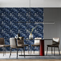 Navy Blue Acanthus Scroll Mural Wallpaper — Traditional Baroque Style Mural Wallpaper - pure wallpaper artwork