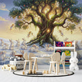 Winter Fairy Tree and Rabbits Mural Wallpaper — Whimsical Storybook Mural Wallpaper - pure wallpaper artwork