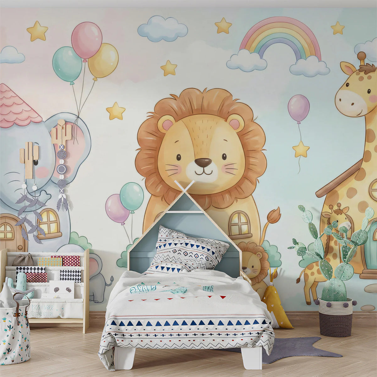 Whimsical Animal Village Mural Wallpaper for Playful Spaces Mural Wallpaper - pure wallpaper artwork