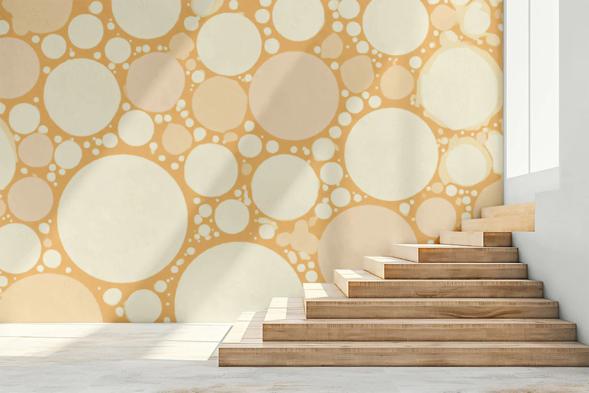 Organic Pebble Mural Wallpaper — Soft Apricot and Cream Circles Mural Wallpaper - pure wallpaper artwork
