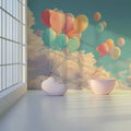 Floating Pastel Balloon Mural Wallpaper —Whimsical Sky Design Mural Wallpaper - pure wallpaper artwork