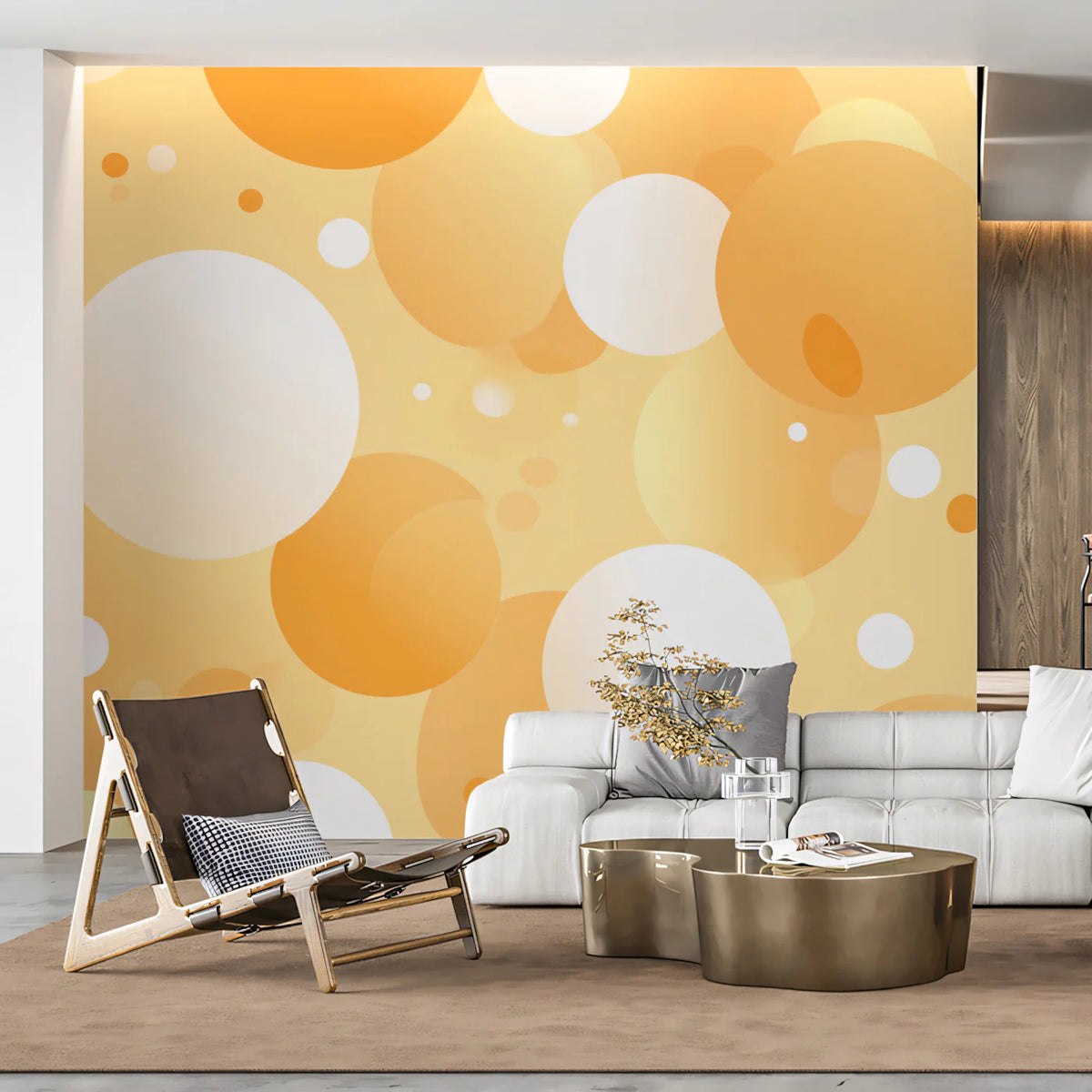 Golden Bokeh Glow Mural Wallpaper — Abstract Circle Pattern Mural Wallpaper - pure wallpaper artwork