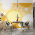 Floating Sunny Orbs Mural Wallpaper — Playful Yellow Abstract Mural Wallpaper - pure wallpaper artwork