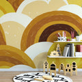 Retro Arches Mural Wallpaper — Ochre Yellow & Earthy Brown Mural Wallpaper - pure wallpaper artwork