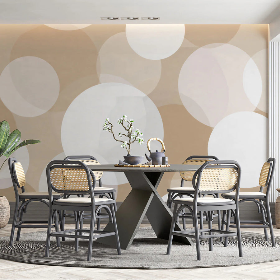 Floating Circles Mural Wallpaper — Soft Earthy Neutral Abstract Mural Wallpaper