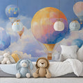 Floating Hot Air Balloon Mural Wallpaper —Whimsical Sky Design Mural Wallpaper - pure wallpaper artwork