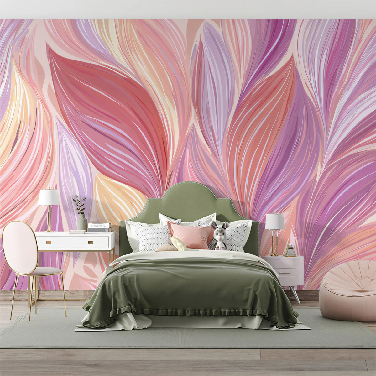 Abstract Petal Flow Mural Wallpaper — Soft Pastel Art Mural Wallpaper - pure wallpaper artwork