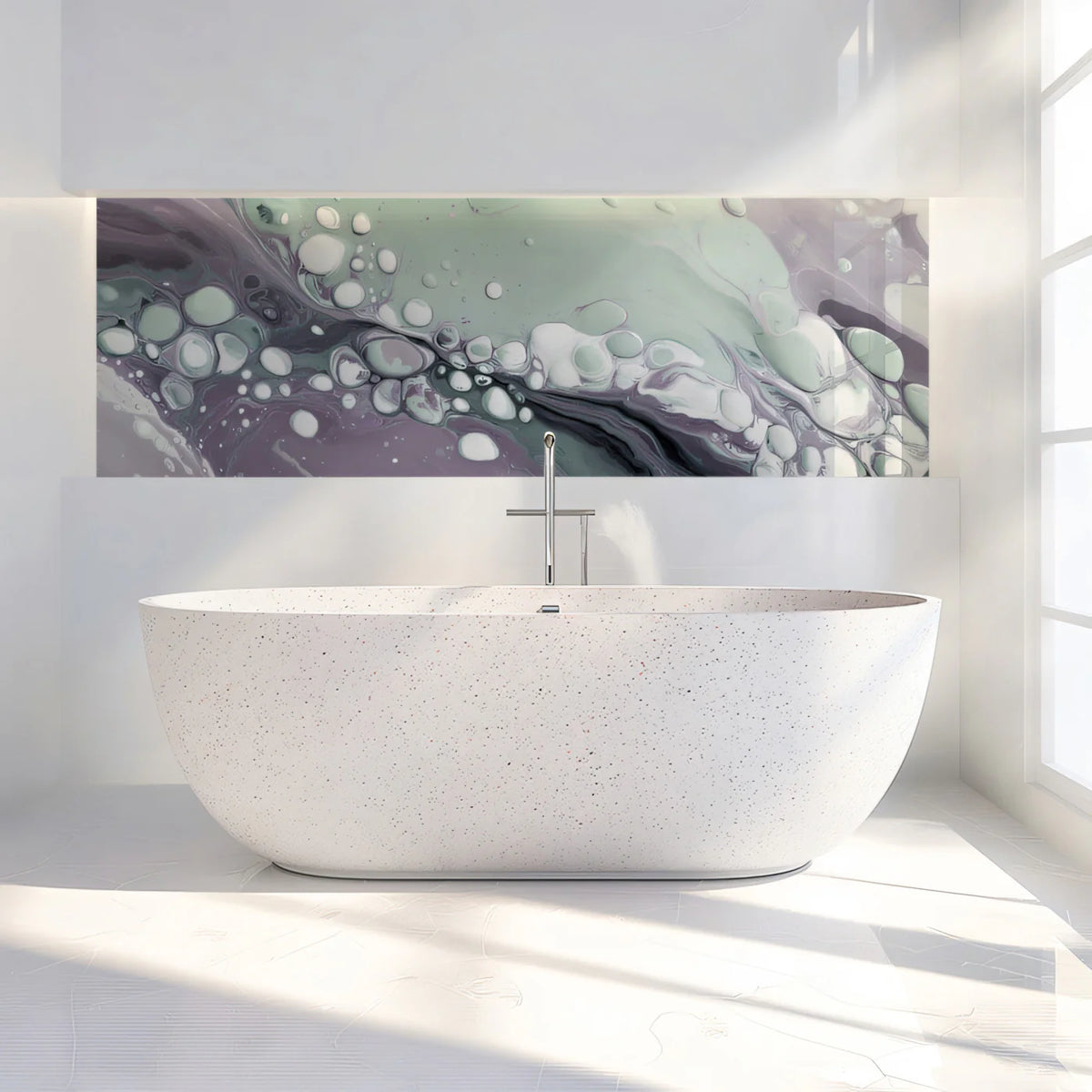 Fluid Cell Abstract Mural Wallpaper — Muted Sage and Lavender Mural Wallpaper - pure wallpaper artwork