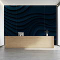 Midnight Wave Abstract Mural Wallpaper — Deep Blue 3D Texture Mural Wallpaper - pure wallpaper artwork