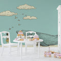 Blue Whale Storybook Mural Wallpaper — Hand-Drawn Sketch Illustration Mural Wallpaper - pure wallpaper artwork