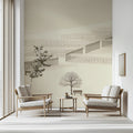 Minimalist Snowy Landscape Mural Wallpaper — Zen Horizon Mural Wallpaper - pure wallpaper artwork