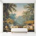 Tropical Explorer Landscape Mural Wallpaper — Vintage Art Style Mural Wallpaper - pure wallpaper artwork