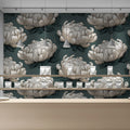Vintage Chrysanthemum Mural Wallpaper — Botanical Dark Academia Mural Wallpaper - pure wallpaper artwork