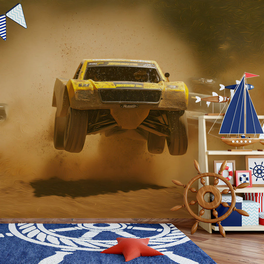 Off-Road Racing Action Mural Wallpaper — High Octane Automotive Art Mural Wallpaper