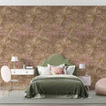 Vintage Chrysanthemum Mural Wallpaper — Warm Taupe and Blush Mural Wallpaper - pure wallpaper artwork