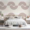 Minimalist Semicircle Wave Mural Wallpaper — Taupe and Off-White Mural Wallpaper - pure wallpaper artwork