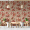 Victorian Botanical Mural Wallpaper in Muted Coral and Sand Mural Wallpaper - pure wallpaper artwork