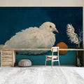 Artistic Still Life Mural Wallpaper Resting White Pigeon Mural Wallpaper - pure wallpaper artwork