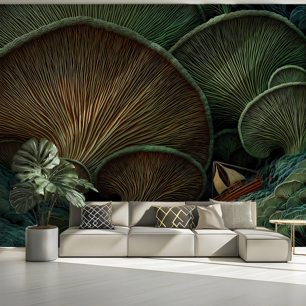 Surreal Nature Mural Wallpaper Giant Mushroom Forest Mural Wallpaper - pure wallpaper artwork