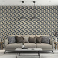 Vintage Filigree Mural Wallpaper — Navy and Cream Botanical Print Mural Wallpaper - pure wallpaper artwork