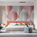 Stylized Leaf Mural Wallpaper — Dusty Rose and Silver Geometric Mural Wallpaper - pure wallpaper artwork