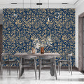 Baroque Scroll Mural Wallpaper Navy & Gold Filigree Mural Wallpaper - pure wallpaper artwork