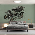 Vintage Car Exploded View Mural Wallpaper — Industrial Technical Art Mural Wallpaper - pure wallpaper artwork