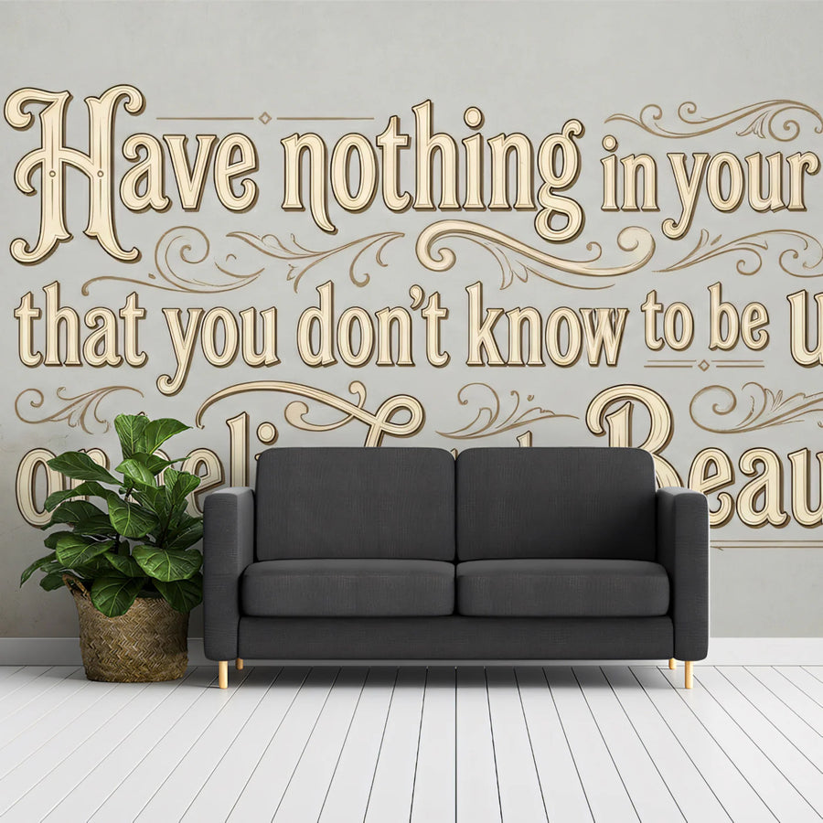 William Morris Quote Mural Wallpaper — Vintage Arts and Crafts Style Mural Wallpaper