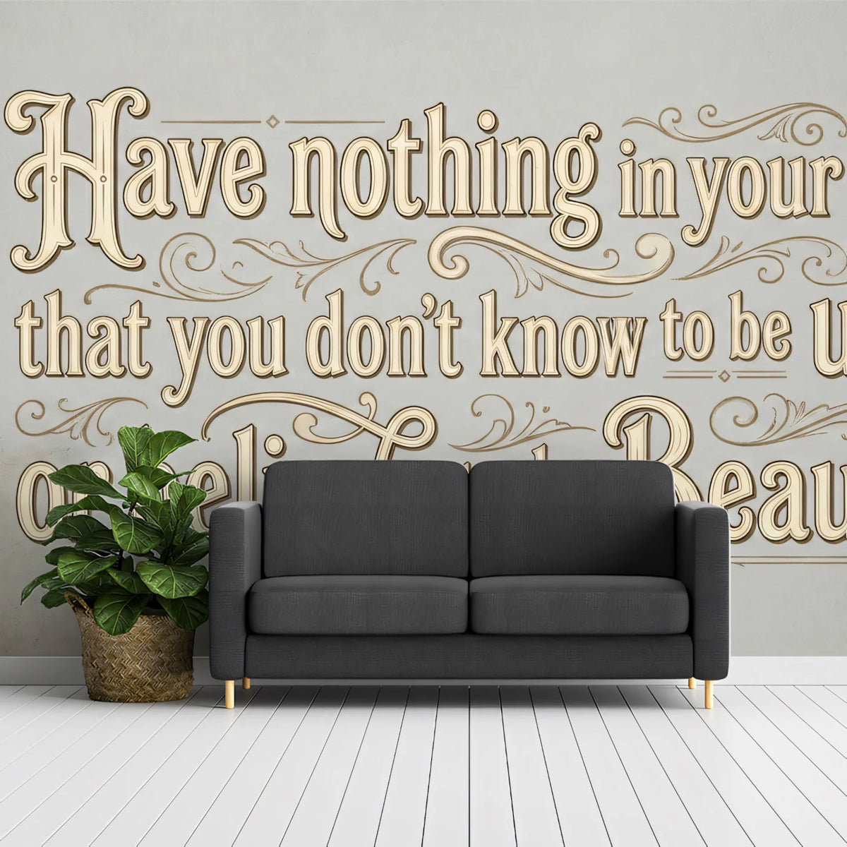 William Morris Quote Mural Wallpaper — Vintage Arts and Crafts Style Mural Wallpaper - pure wallpaper artwork