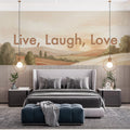 Sunrise Landscape Typography Mural Wallpaper — Earthy Text Mural Mural Wallpaper - pure wallpaper artwork