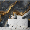 Obsidian and Gold Marble Mural Wallpaper — Contemporary Luxury Mural Wallpaper - pure wallpaper artwork