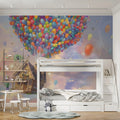 Floating Balloon House Mural Wallpaper — Whimsical Sky Fantasy Mural Wallpaper - pure wallpaper artwork