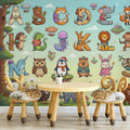 Animal Alphabet Whimsical Mural Wallpaper — Colorful Learning Decor Mural Wallpaper - pure wallpaper artwork