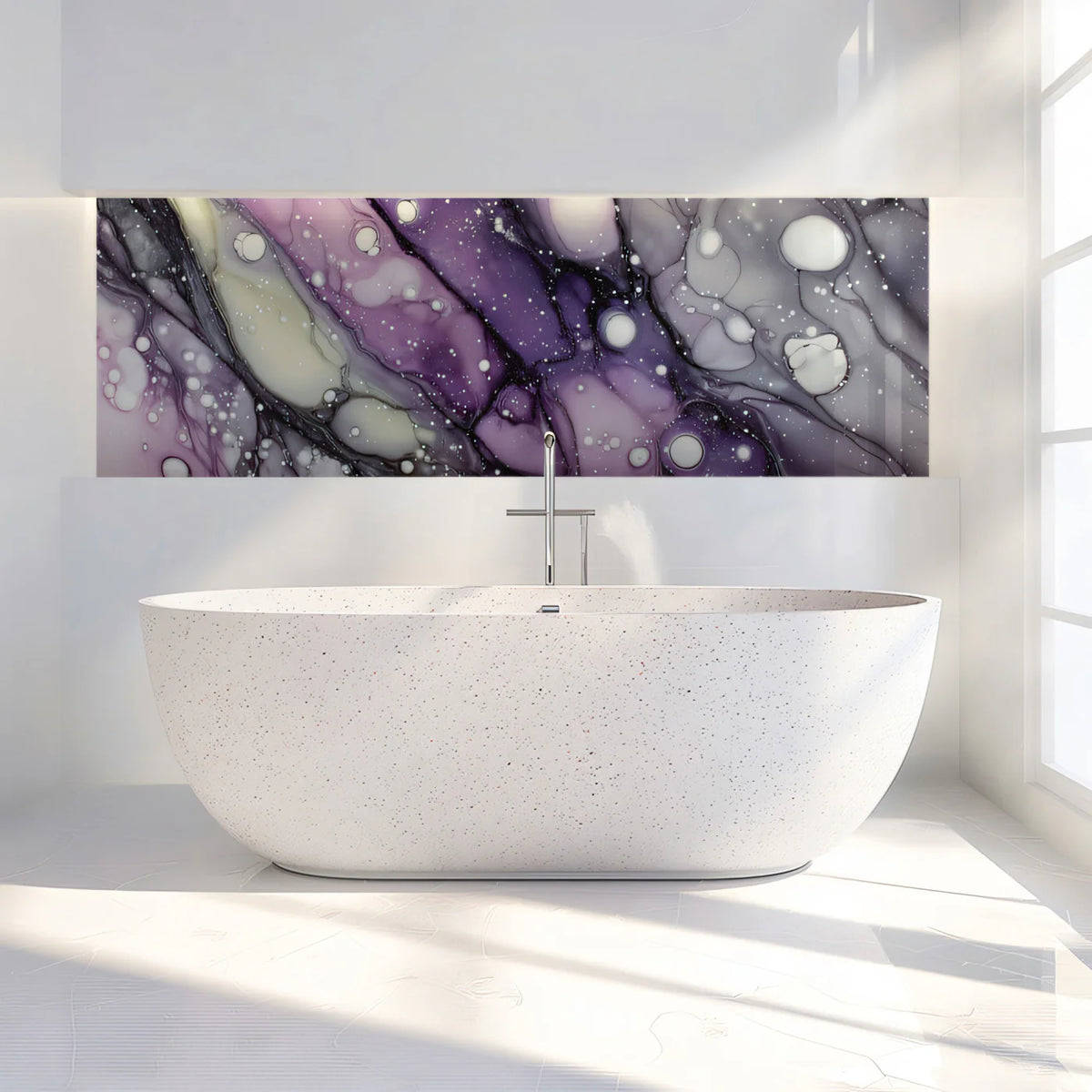 Cosmic Fluid Art Mural Wallpaper in Deep Purple and Cream Mural Wallpaper - pure wallpaper artwork