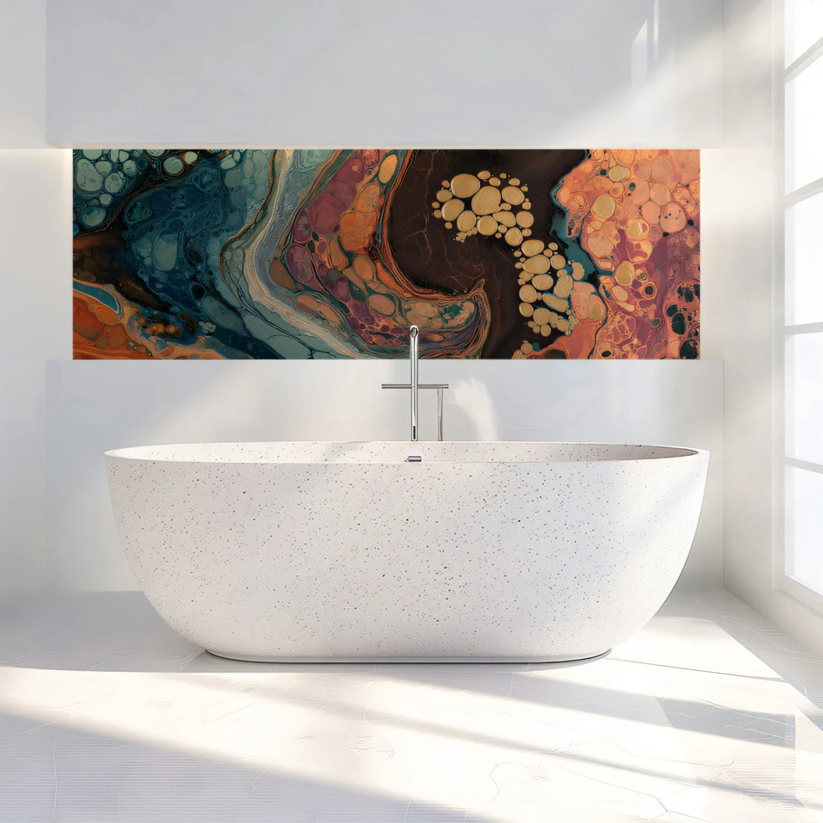 Metallic Fluid Art Mural Wallpaper — Abstract Acrylic Pour Design Mural Wallpaper - pure wallpaper artwork
