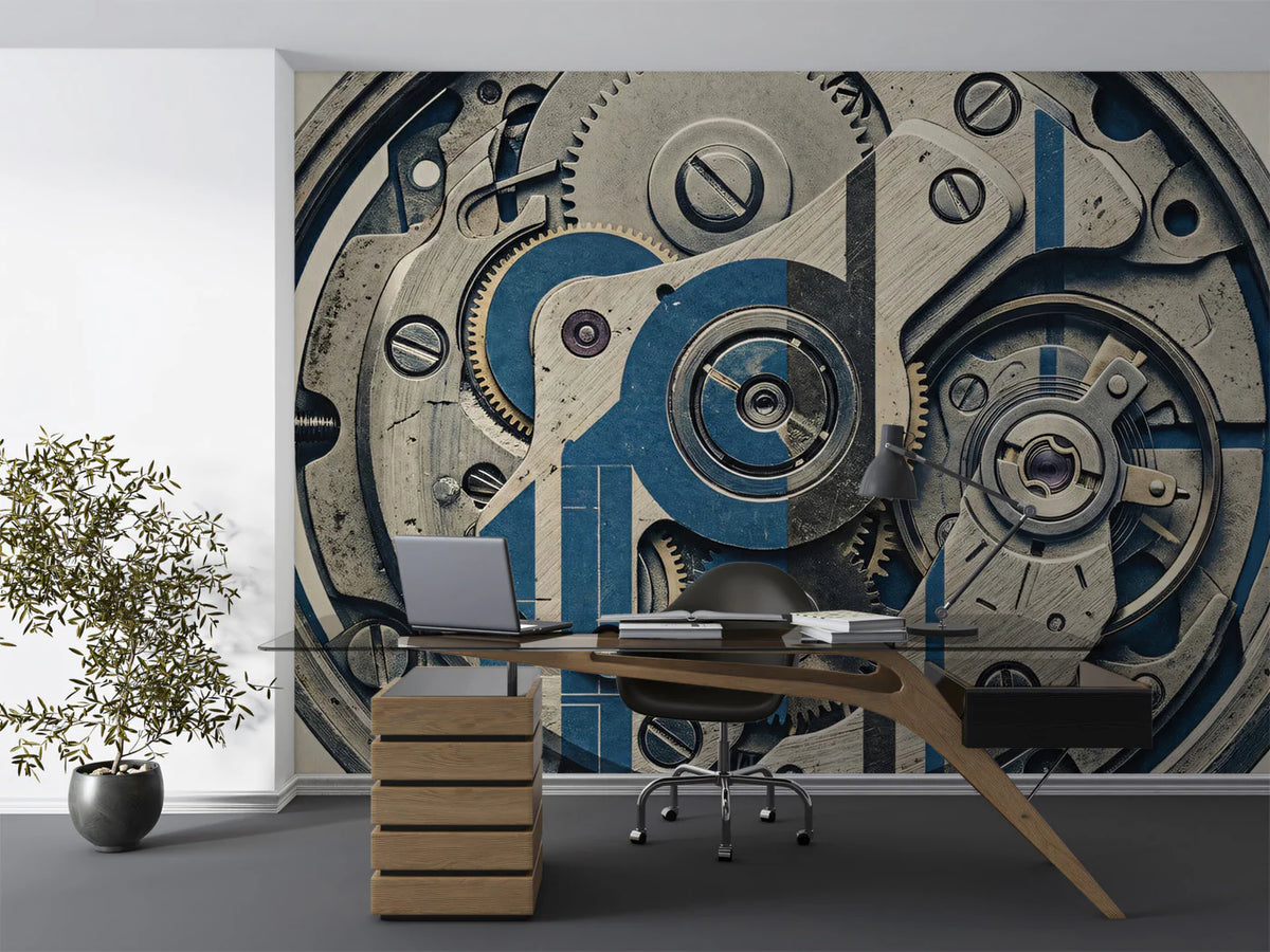 Mechanical Watch Movement Mural Wallpaper — Modern Industrial Art Mural Wallpaper - pure wallpaper artwork