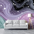 Cosmic Fluid Mural Wallpaper — Abstract Purple and Teal Galaxy Art Mural Wallpaper - pure wallpaper artwork