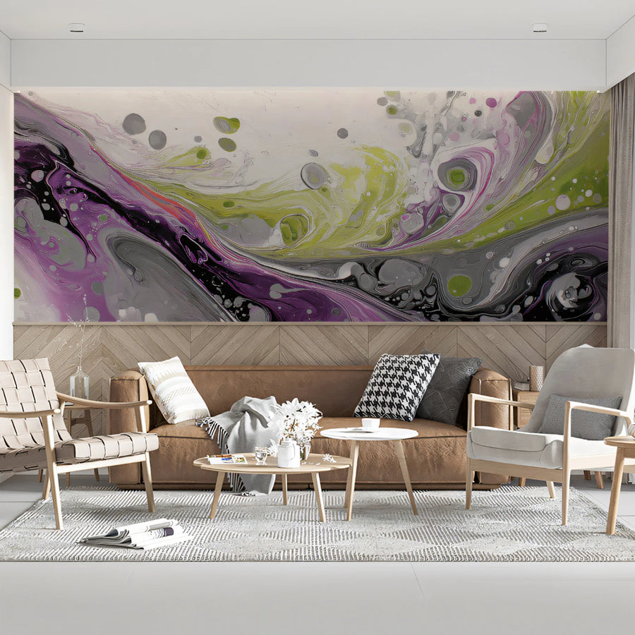 Fluid Motion Abstract Mural Wallpaper — Modern Artistic Statement Mural Wallpaper
