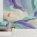 Fluid Motion Mural Wallpaper — Abstract Blue and Purple Wave Design Mural Wallpaper - pure wallpaper artwork