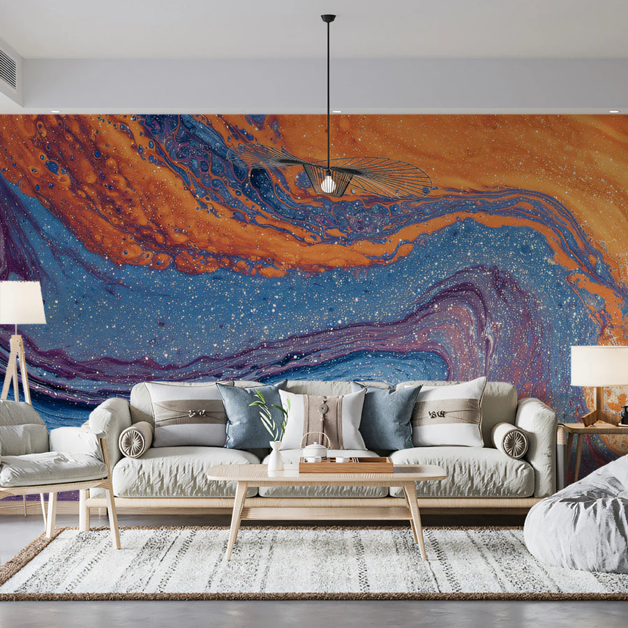 Fluid Motion Abstract Mural Wallpaper — Vibrant Acrylic Swirl Mural Wallpaper