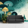 Mushroom Forest and Sailboat Mural Wallpaper — Whimsical Decor Mural Wallpaper - pure wallpaper artwork