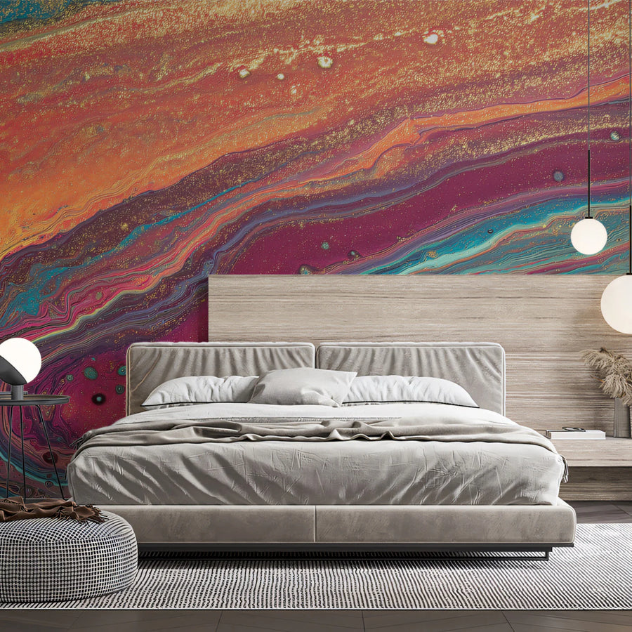 Fluid Art Acrylic Pour Mural Wallpaper — Vibrant Abstract Design Mural Wallpaper