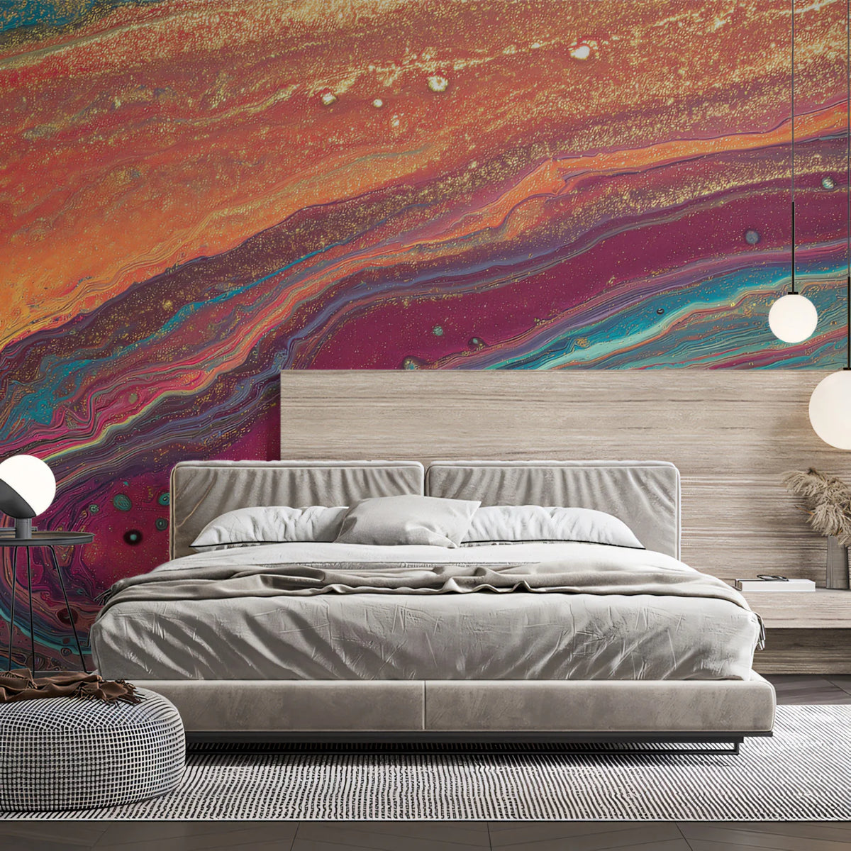 Fluid Art Acrylic Pour Mural Wallpaper — Vibrant Abstract Design Mural Wallpaper - pure wallpaper artwork