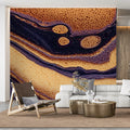 Fluid Cell Abstract Mural Wallpaper — Deep Gold and Purple Swirls Mural Wallpaper - pure wallpaper artwork