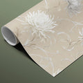 Cream Chrysanthemum Floral Mural Wallpaper — Traditional Botanical Mural Wallpaper - pure wallpaper artwork