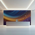 Fluid Wave Mural Wallpaper with Golden Accents and Rich Tones Mural Wallpaper - pure wallpaper artwork